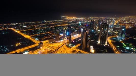 迪拜，夜晚，灯光，城市