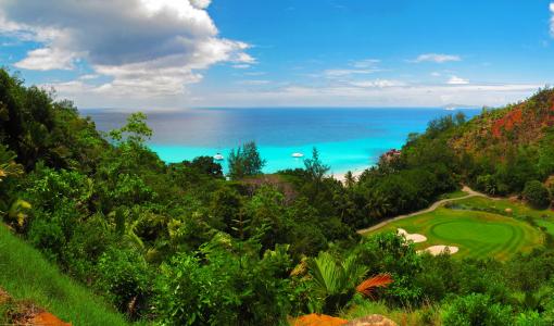 天空，海滨，塞舌尔，盛大Anse普拉兰岛，云彩，自然，高尔夫球