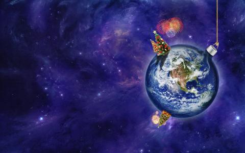 新年，2012年，球，星球，度假，地球，空间