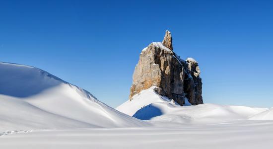 岩石，山，雪，冬天