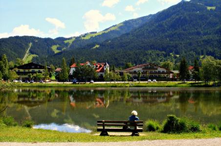 奥地利，山，湖，森林，树木，美女，度假村，休息