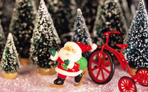 圣诞树，自行车，新的一年，圣诞老人，玩具