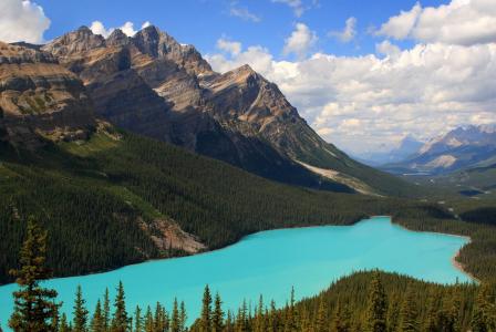 加拿大，高山，湖泊，森林，天空，美景