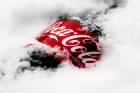可口可乐，雪，瓶，冬天，可口可乐，品牌，饮料