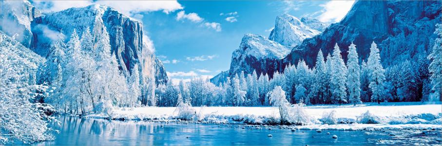 优胜美地国家公园，山，岩石，美丽，自然，冬天，雪，美国
