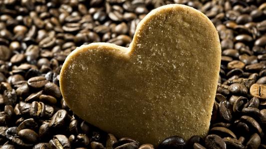 饼干，食物，粮食，心脏，咖啡，形式