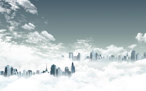 云，摩天大楼，城市