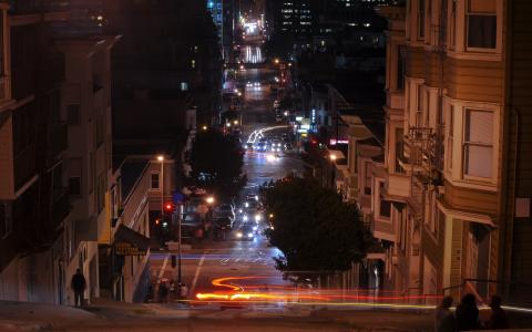 加利福尼亚州，晚上，旧金山，晚上，灯，加州