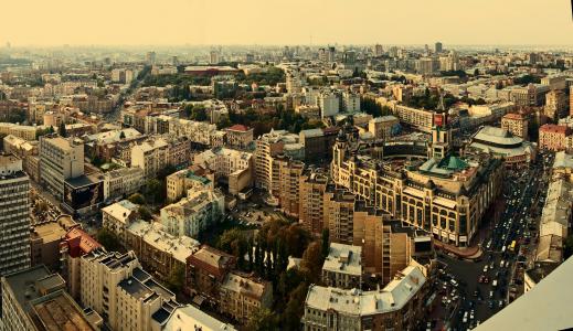 基辅，高度，照片，街道，房屋，城市，全景，建筑物