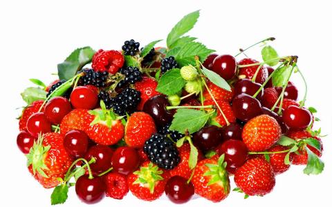 背景，草莓，浆果，黑莓，宏，白​​，樱桃
