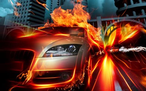 火，汽车，火焰，速度