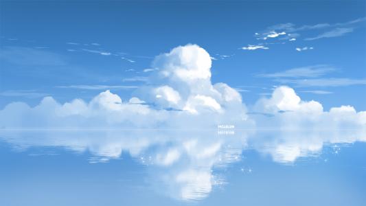 天空，图纸，水，云