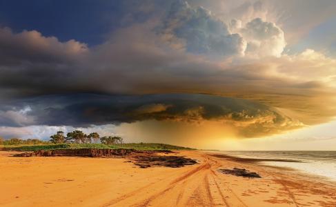 性质，澳大利亚，海滩，海洋，旋风，风暴，美丽