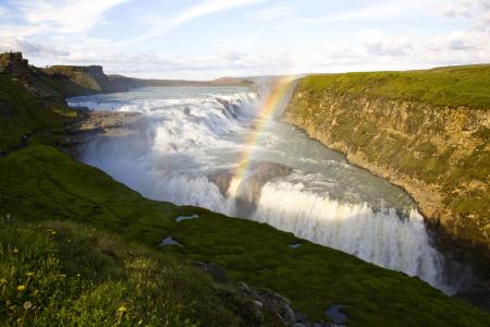 自然，冰岛，瀑布，岩石，美丽