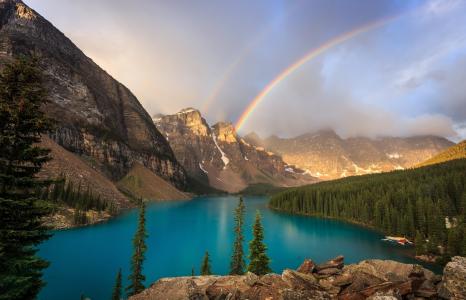 自然，加拿大，湖，山