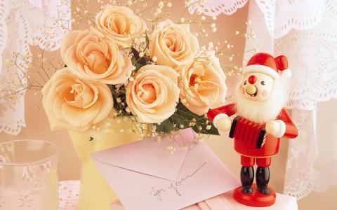 鲜花，信，新的一年，圣诞老人，玩具，圣诞节