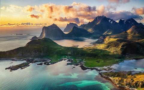 自然，山，挪威，美丽，云，超级照片