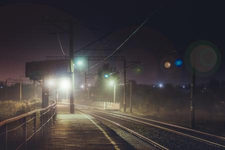 铁路，平台，乌兹别克斯坦，夜，雾，乌克兰