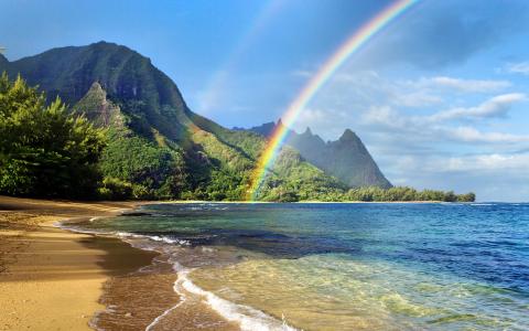 彩虹，夏威夷，海洋