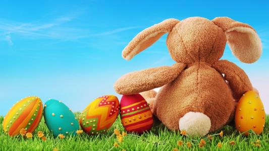 毛绒，假期，复活节，兔子，玩具，复活节，鸡蛋