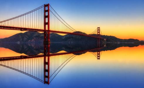 旧金山，桥，海湾，镜子，美丽，丘陵