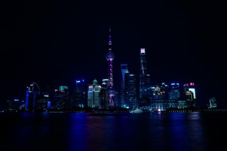 上海，城市，河流，夜晚，中国