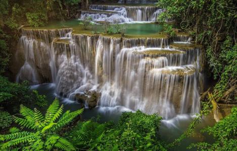 自然，泰国，丛林，河，瀑布，瀑布，美丽