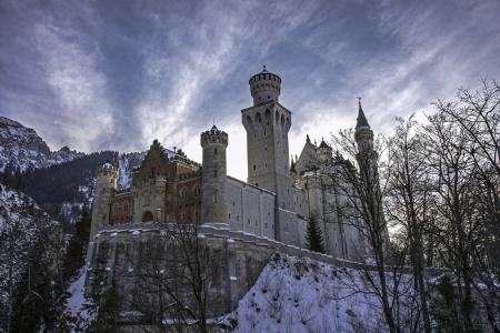 城堡，冬季城堡，在山上的城堡