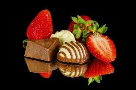 草莓，巧克力，食品，甜，甜点，新鲜，美味，成熟，浆果，甜