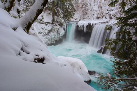 自然，冬天，瀑布，美丽