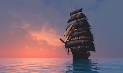3D，帆船，幻想，海，船