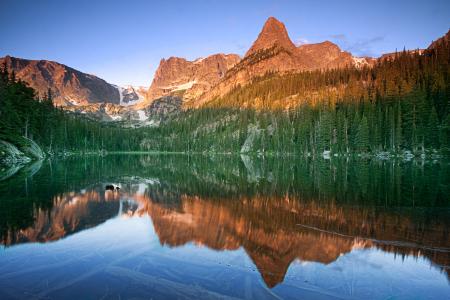山，自然，湖，反射