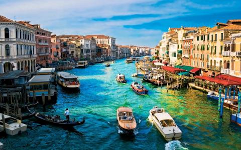 威尼斯，船，房屋