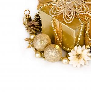 黄金礼品盒，白色背景