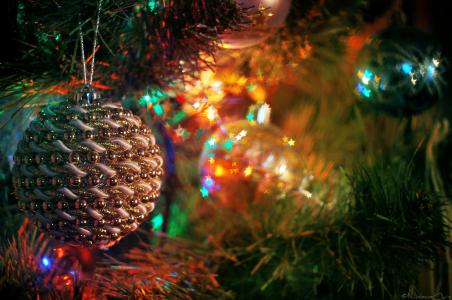 新年，灯泡，圣诞玩具，假期，圣诞树