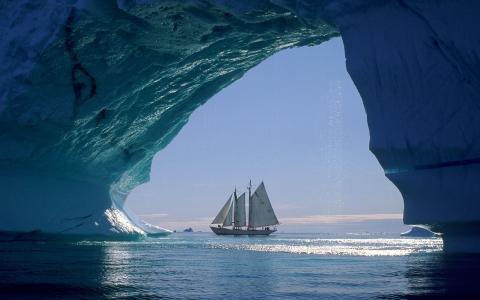 冰山，冰，船，帆船