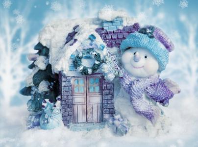 圣诞节，新年，雪，雪人，冬天