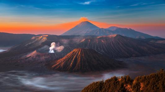 火山，喷发，天空，山，景观，梦幻般的，火山，溴，烟，山，天空，Java，岛，火山，溴，岛，Java
