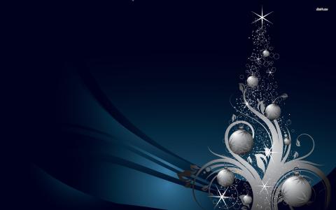 圣诞树，蓝色背景，白色圣诞树，装饰，nariki