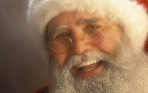 新的一年，圣诞老人，眼镜，微笑，胡子