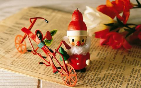 自行车，鲜花，报纸，新年，圣诞老人，圣诞节