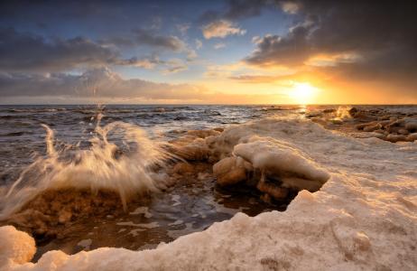 冲浪，海，黎明，冬天，冰，阿列克谢Melsitov