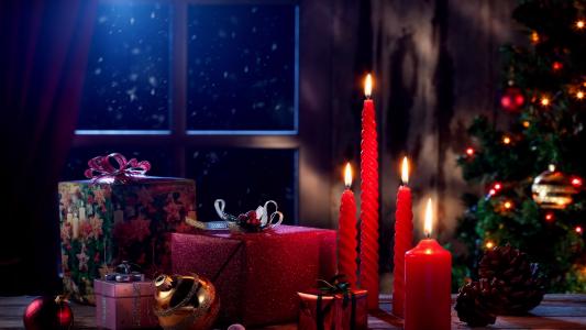 蜡烛，礼物，圣诞树，玩具，心情