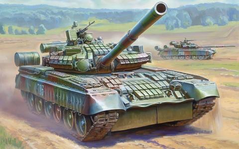 主，大炮，战斗，坦克，125毫米，俄罗斯，T-80BV