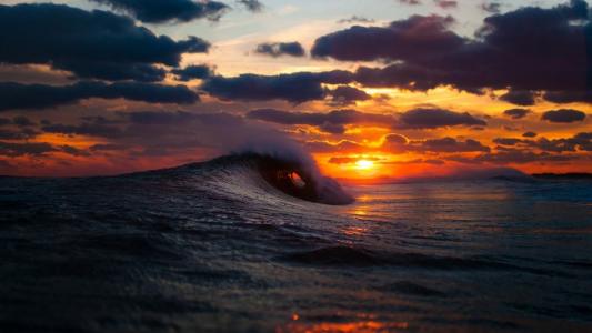 波浪，海洋，太阳，美丽