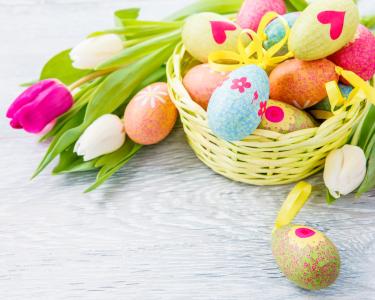 郁金香，复活节，鸡蛋，鲜花，复活节