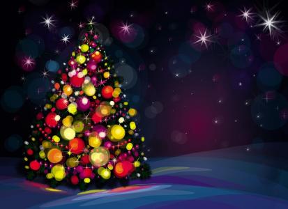 极简主义，假期，圣诞树，装饰，漂移，雪