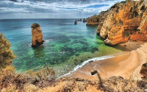 葡萄牙，夏天，海，海滨，岩石，欧洲