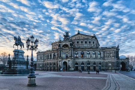 德累斯顿，德国，天空，云，广场，剧院，纪念碑