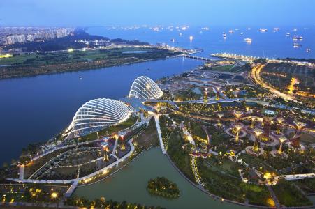 新加坡，灯，建筑物，城市，海岸，夜晚，美女